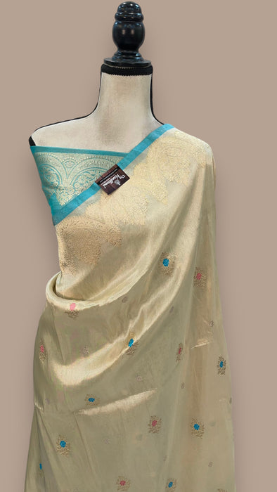 Pure tissue Katan Silk Banarasi Handloom Saree - All over Sona Roopa Kadua motifs