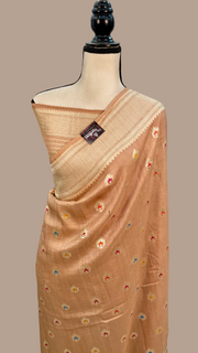 Pure Tussar Georgette Handloom Banarasi Saree - All over Jaal Work with meenakari - The Handlooms