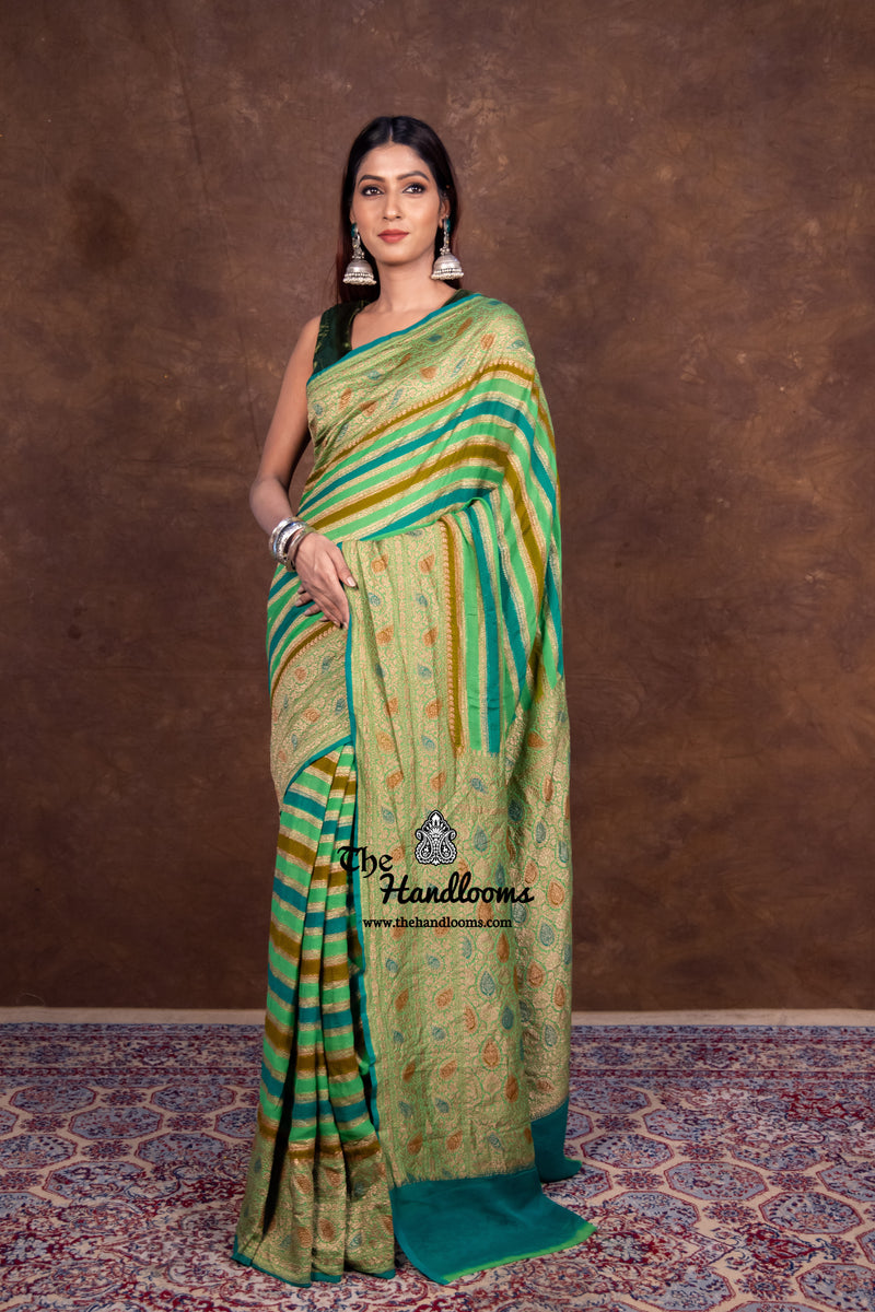 Pure Khaddi Georgette Banarasi Saree -  Antique zari - The Handlooms