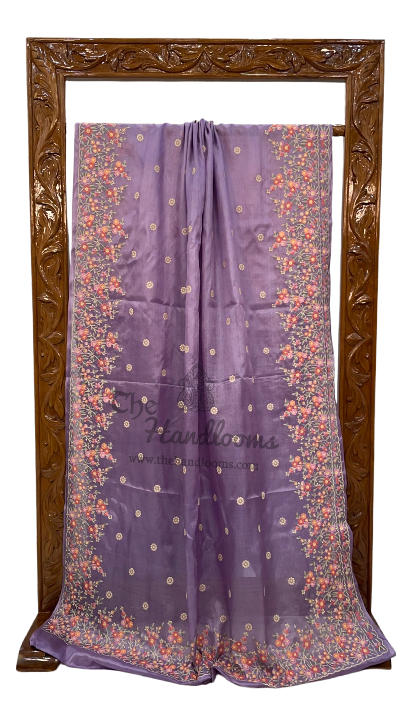 Tussar Silk Handloom Banarasi Saree With Chikankari - The Handlooms