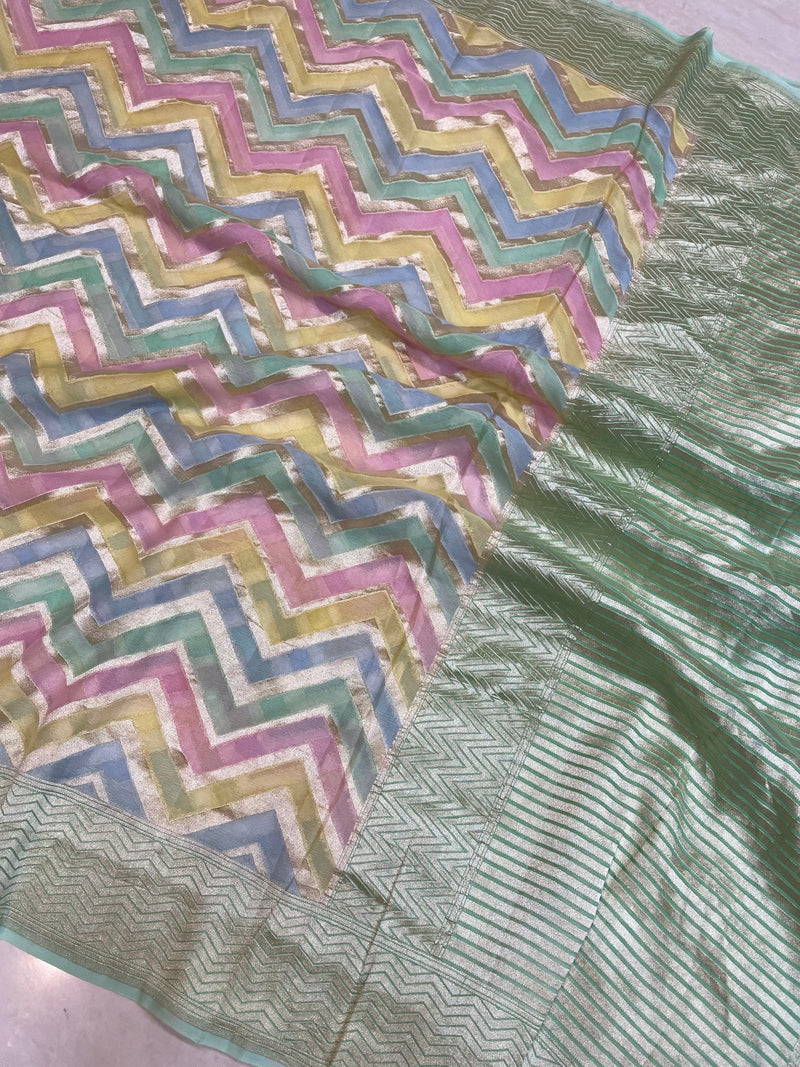 Pure Khaddi Georgette Handloom Banarasi Saree - The Handlooms