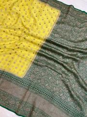 Khaddi Georgette Banarasi Saree -  Antique zari - The Handlooms