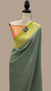 Pure Katan Silk Banarasi Handloom Saree - All over Kadua Plain - The Handlooms
