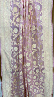 Pure Khaddi Georgette Dupatta - water zari - The Handlooms
