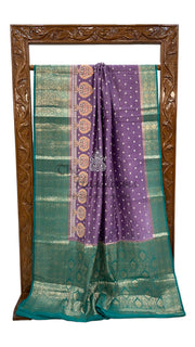 Pure Chiniya Silk Handloom Banarasi Saree with Chikankari - The Handlooms