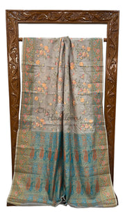 Tussar Silk Handloom Banarasi Saree With Chikankari - The Handlooms