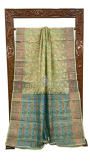Tussar Silk Handloom Banarasi Saree With Chikankari - The Handlooms