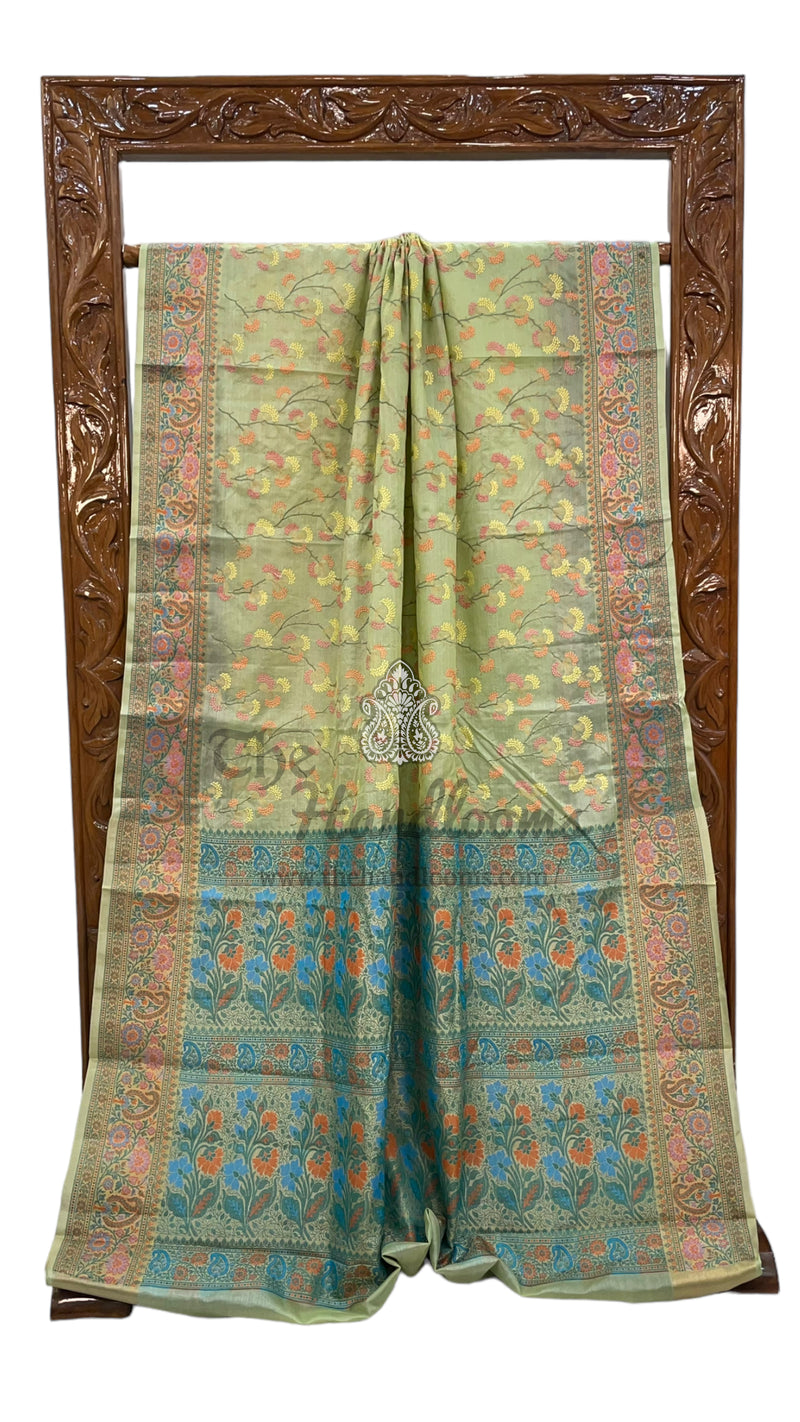 Tussar Silk Handloom Banarasi Saree With Chikankari - The Handlooms