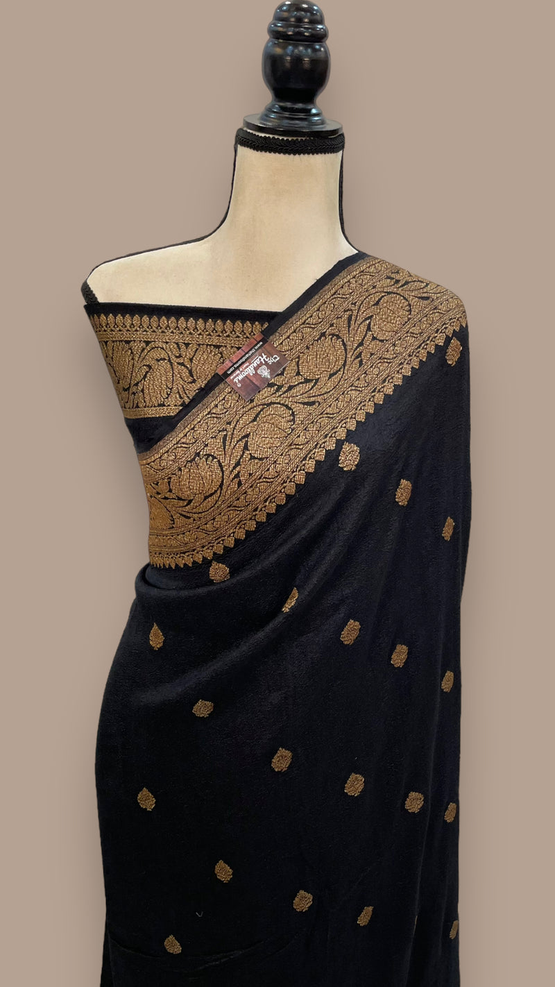 Tussar Georgette Handloom Banarasi Saree - All over kadua work - The Handlooms