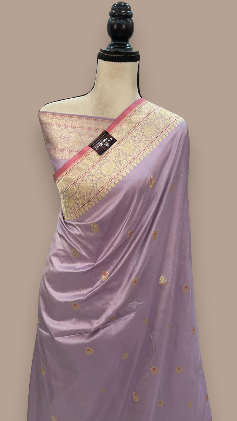 Pure Katan Silk Banarasi Handloom Saree - All over Kadua motifs With Meenakari - The Handlooms