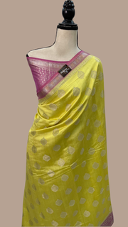 Pure Dupion Silk Banarasi Saree - Gold Zari - The Handlooms