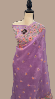 Pure Organza Chikankari Handloom Banarasi Saree - The Handlooms