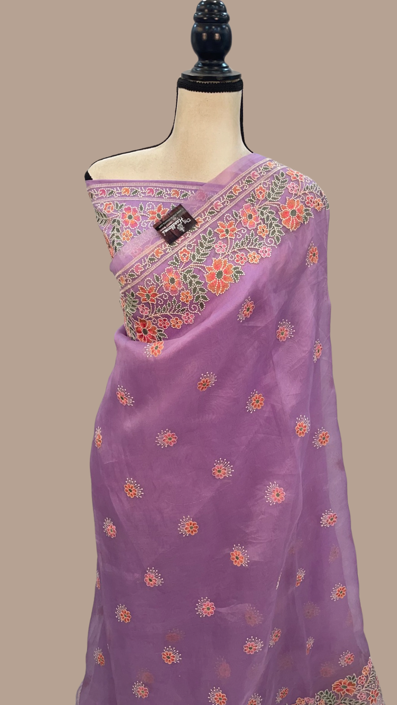 Pure Organza Chikankari Handloom Banarasi Saree - The Handlooms