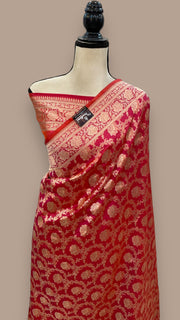 Pure Katan Silk Banarasi Handloom Saree - All over Jaal work - The Handlooms