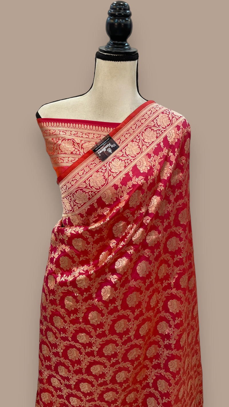 Pure Katan Silk Banarasi Handloom Saree - All over Jaal work - The Handlooms