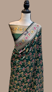 Pure Katan Silk Banarasi Handloom Saree - All over Jaal work with Meenakari - The Handlooms