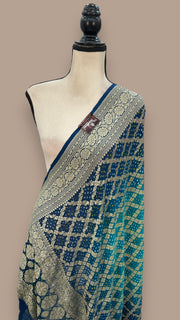Pure Georgette Banarasi Bandhej Handloom Dupatta - The Handlooms