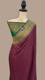 Khaddi Georgette Handloom Banarasi Saree -  Antique zari - The Handlooms