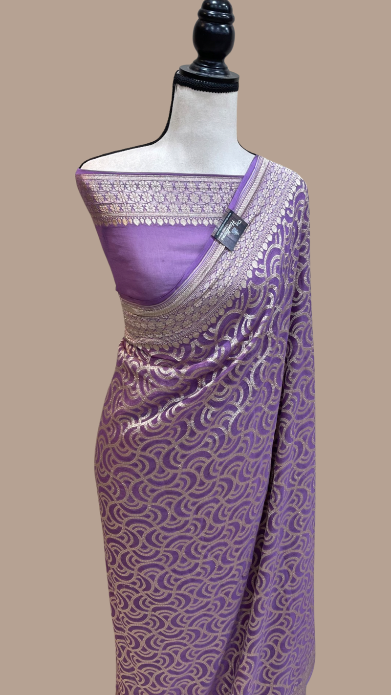 Pure Khaddi Georgette Handloom Banarasi Saree - The Handlooms