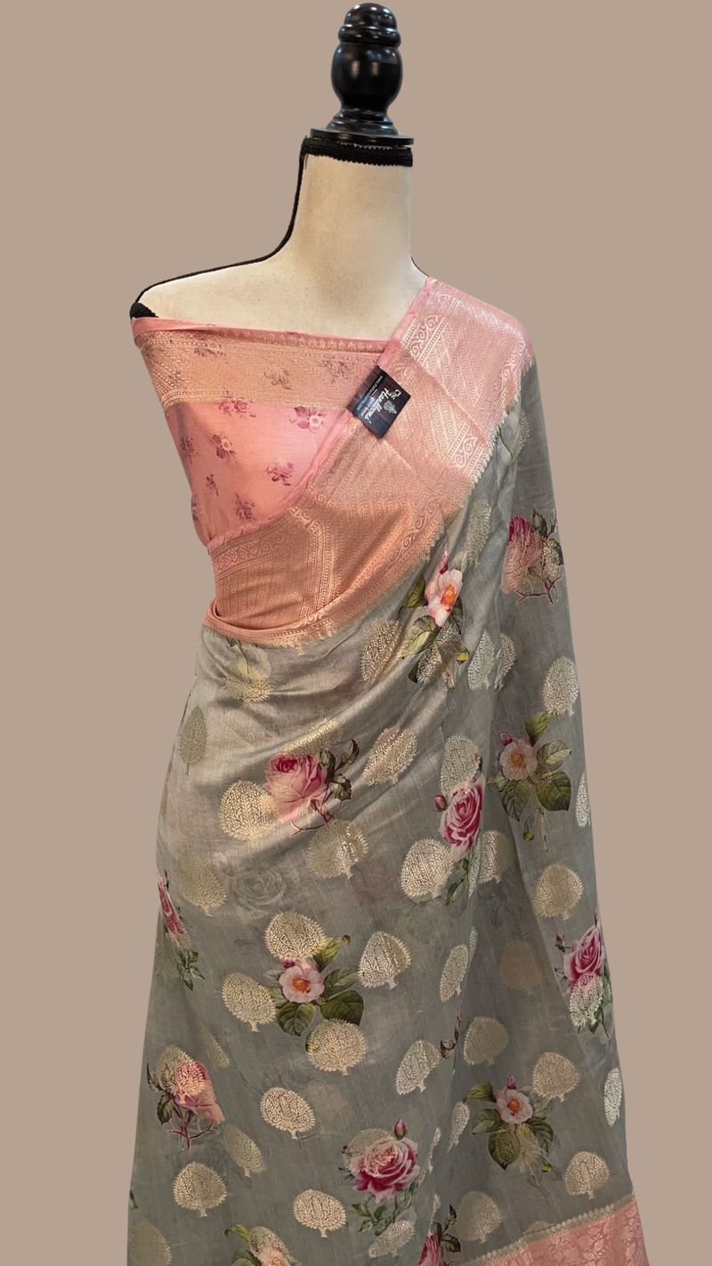 Pure Chiniya Silk Handloom Banarasi Saree - The Handlooms