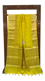 Pure Chiniya Silk Handloom Banarasi Saree with Chikankari - The Handlooms