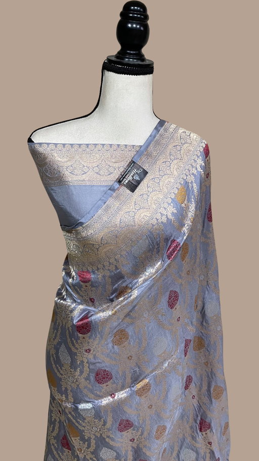 Pure Katan Silk Banarasi Handloom Saree - All over Jaal work - With Meenakari - The Handlooms