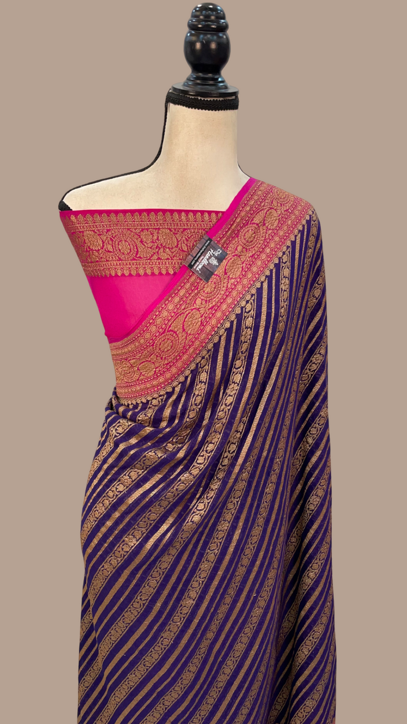 Khaddi Georgette Banarasi Saree -  Antique zari - The Handlooms