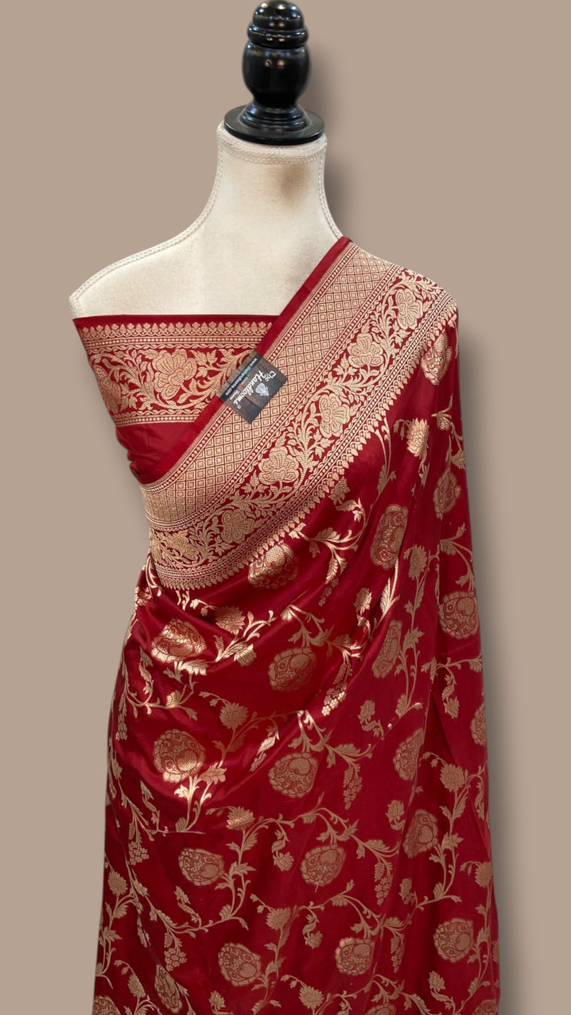 Pure Katan Silk Banarasi Handloom Saree - All Over Gold Zari Jaal Work