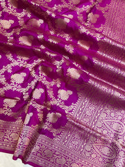 Pure Katan Silk Banarasi Handloom Saree - All over Jaal work - The Handlooms