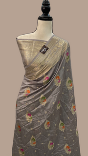 Pure Chiniya Silk Banarasi Saree - Gold Zari - The Handlooms