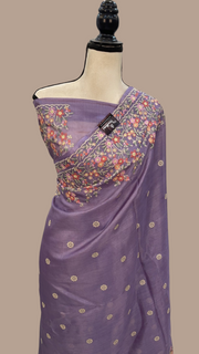 Tussar Silk Handloom Banarasi Saree With Chikankari - The Handlooms