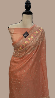 Tussar Silk Handloom Banarasi Saree With Chikankari - The Handlooms