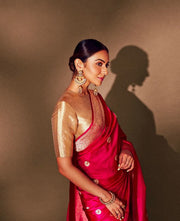 Rakul Preet Rani in our Pure Katan Silk Banarasi Handloom Saree - All Over Kadua Motifs - The Handlooms