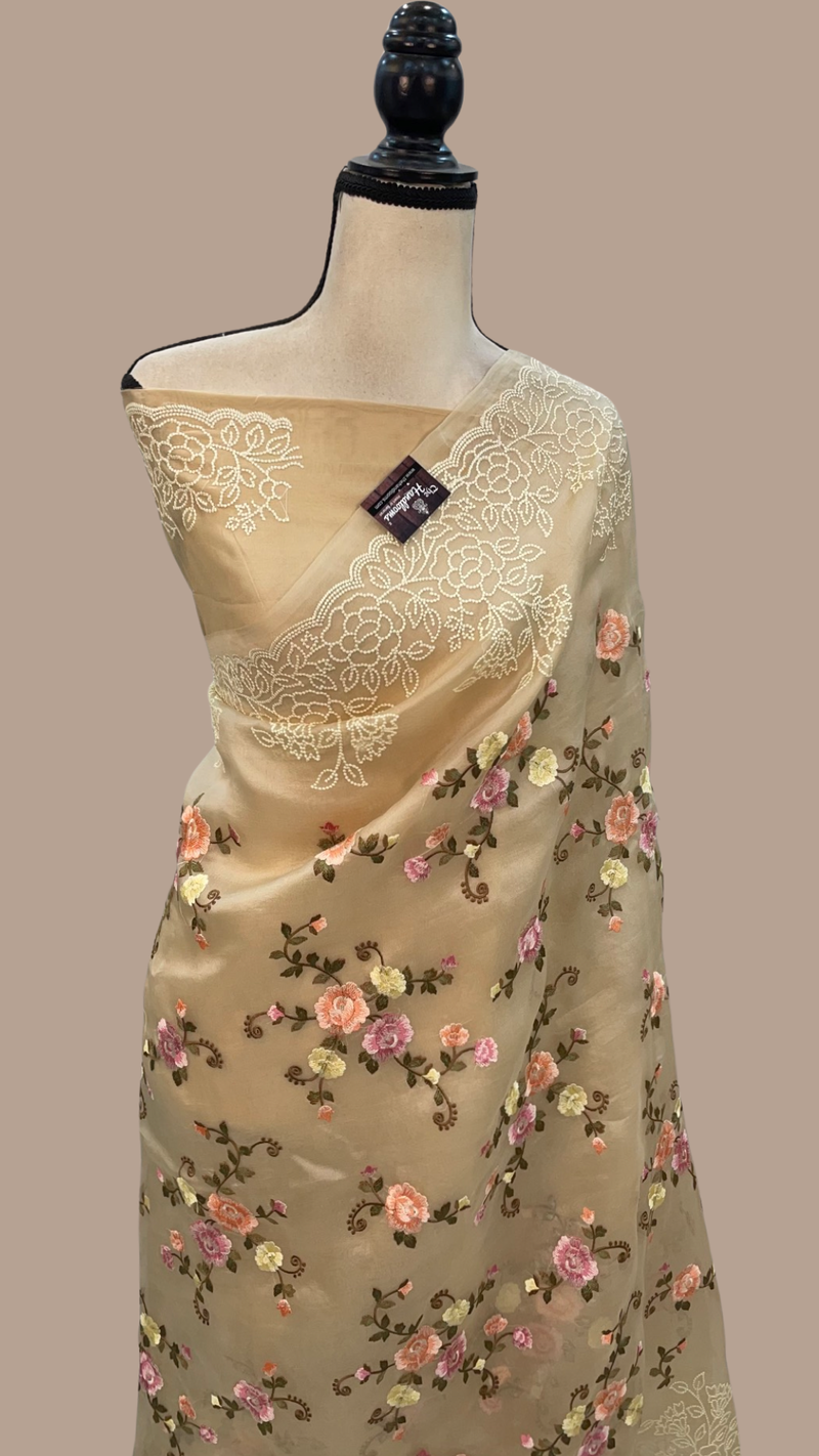 Organza Chikankari Handloom Banarasi Saree - The Handlooms