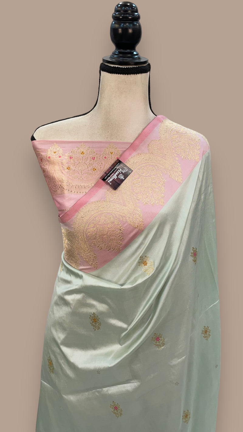 Pure Katan Silk Banarasi Handloom Saree - All over Kadua motifs With Meenakari - The Handlooms