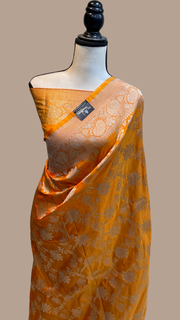 Pure Katan Silk Banarasi Handloom Saree - All Over Jaal Work - The Handlooms