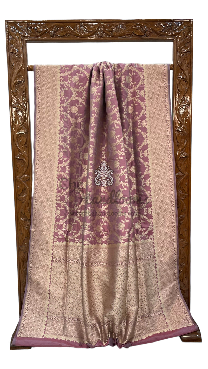 Pure Katan Silk Banarasi Handloom Saree - All Over Jaal Work - The Handlooms