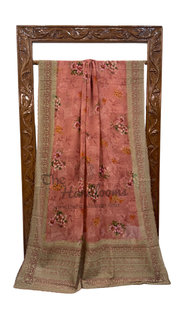 Pure Georgette Digital Print with Chikankari Handloom Banarasi Saree - The Handlooms