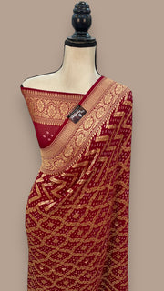 Pure Georgette Banarasi Bandhej Handloom Saree - The Handlooms