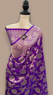 Pure Katan Silk Banarasi Handloom Saree - All Over Jaal Work - The Handlooms