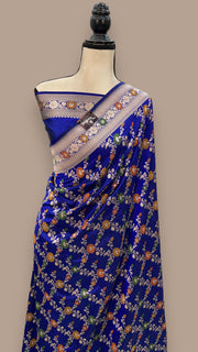Pure Katan Silk Banarasi Handloom Saree - All over Jaal work with Meenakari - The Handlooms