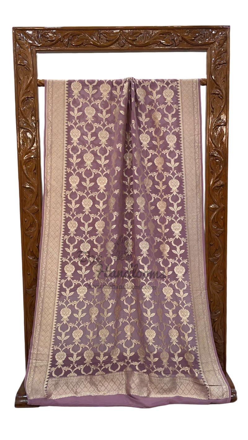Pure Khaddi Georgette Dupatta - water zari - The Handlooms