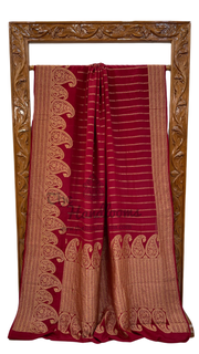 Pure Khaddi Crepe Georgette Banarasi Saree -  Antique zari - The Handlooms
