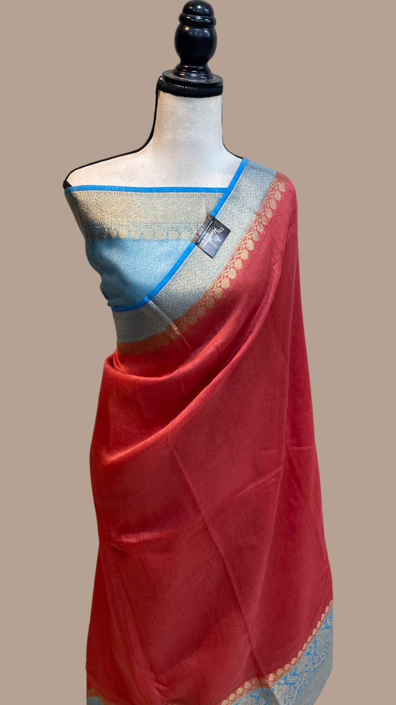 Pure linen Banarasi Saree - The Handlooms
