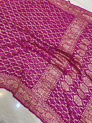 Pure Georgette Banarasi Bandhej Handloom Saree - The Handlooms
