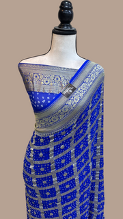 Pure Georgette Banarasi Bandhej Handloom Saree - The Handlooms