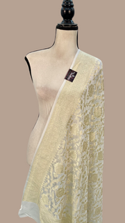 Pure Khaddi Georgette Dupatta - water zari - The Handlooms