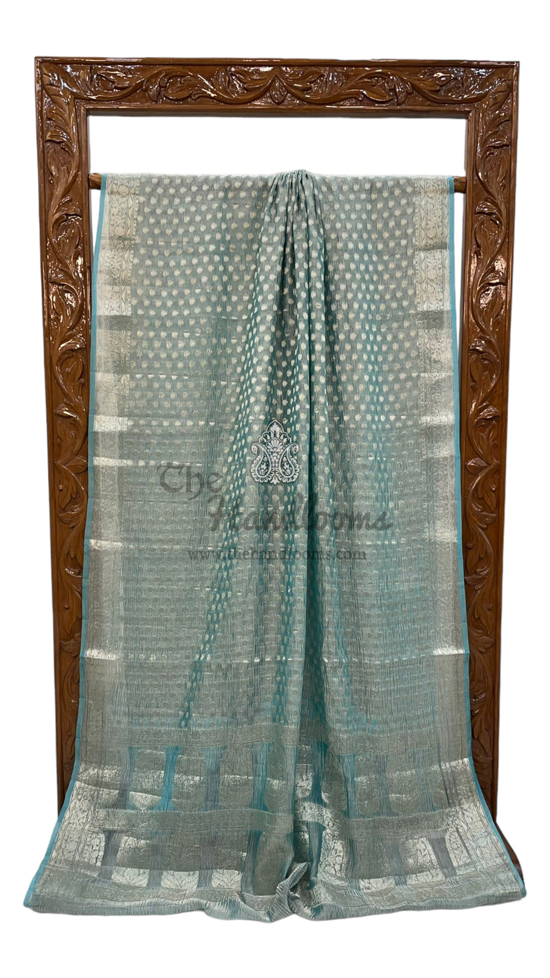 Pure Kora Tissue Crush Handloom Banarasi Saree - The Handlooms