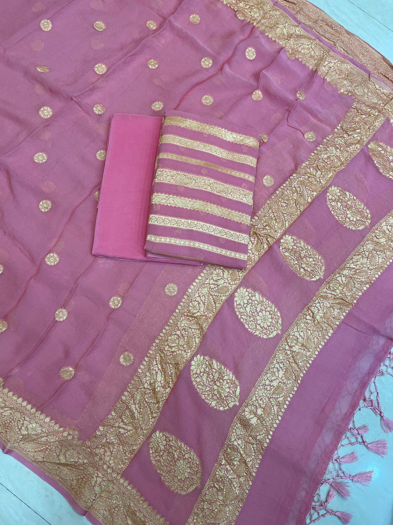 Pure Khaddi Georgette Banarasi Dress material - The Handlooms