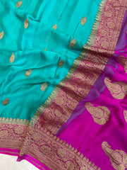 Pure Georgette Banarasi Saree - Antique Zari - The Handlooms